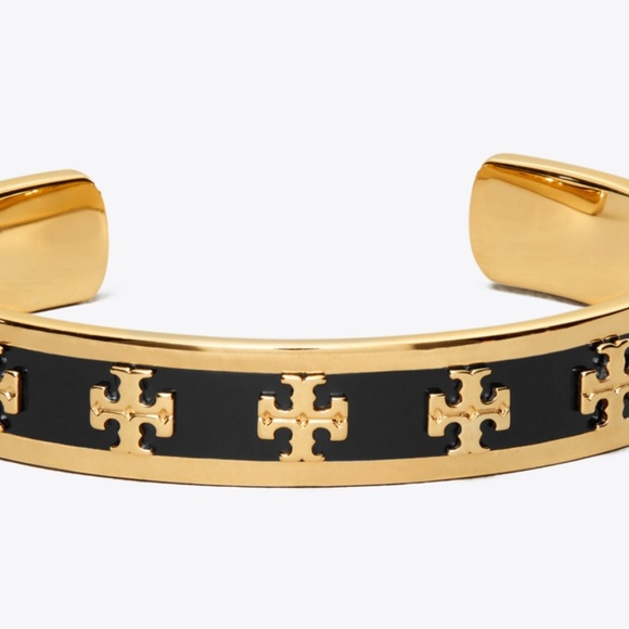NEW Tory Burch Black Raised Logo Cuff Bracelet - Picture 3 of 8